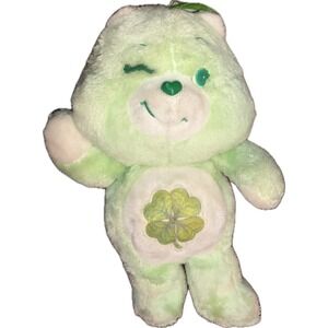 Vtg 80s Kenner Good Luck Care Bear 1983 Plush Green Stuffed Animal Toy 13" STAIN